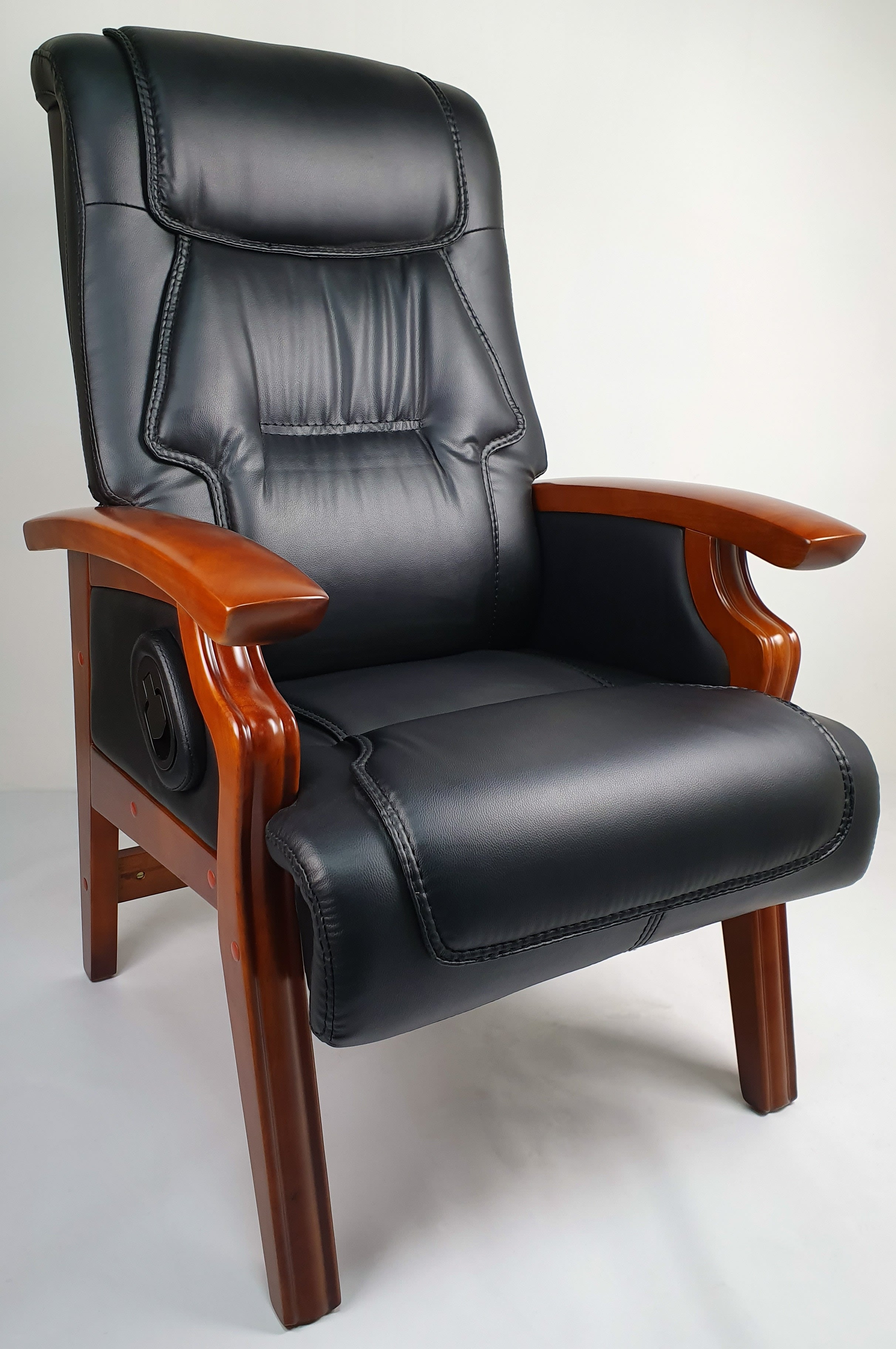 Black Leather Executive Visitor Chair with Built-in Recline - DH1839C